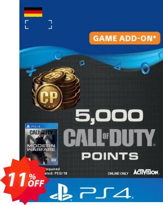 Call of Duty Modern Warfare - 5000 Points PS4, Germany  Coupon code 11% discount 