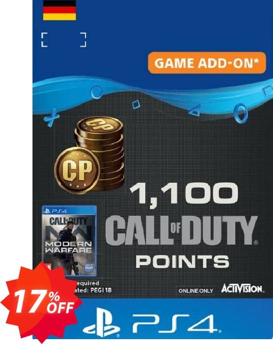 Call of Duty Modern Warfare - 1100 Points PS4, Germany  Coupon code 17% discount 