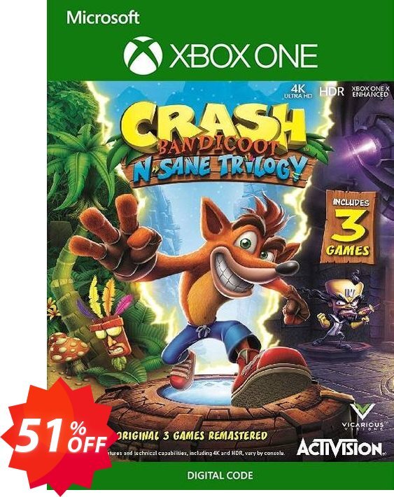 Crash Bandicoot N. Sane Trilogy Xbox One, US  Coupon code 51% discount 