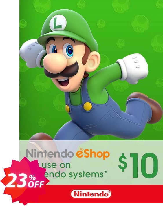 Nintendo eShop Card 10 USD Coupon code 23% discount 