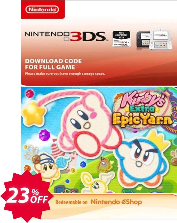 Kirby's Extra Epic Yarn 3DS Coupon code 23% discount 