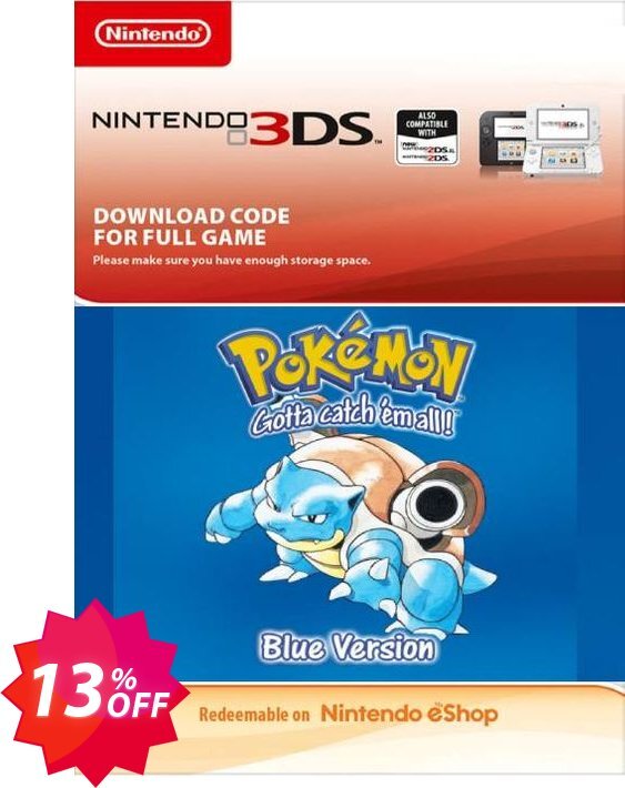 Pokemon Blue Edition, UK 3DS Coupon code 13% discount 