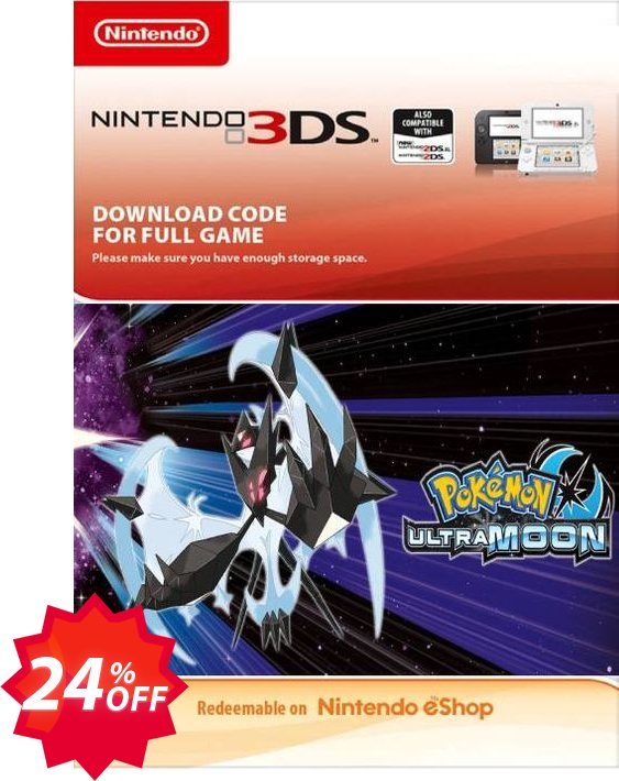 Pokemon Ultra Moon 3DS Coupon code 24% discount 