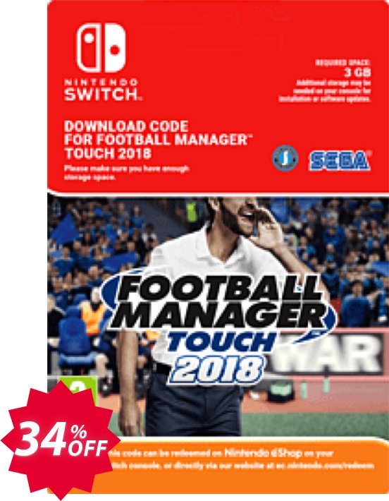 Football Manager, FM Touch 2018 Switch, EU  Coupon code 34% discount 