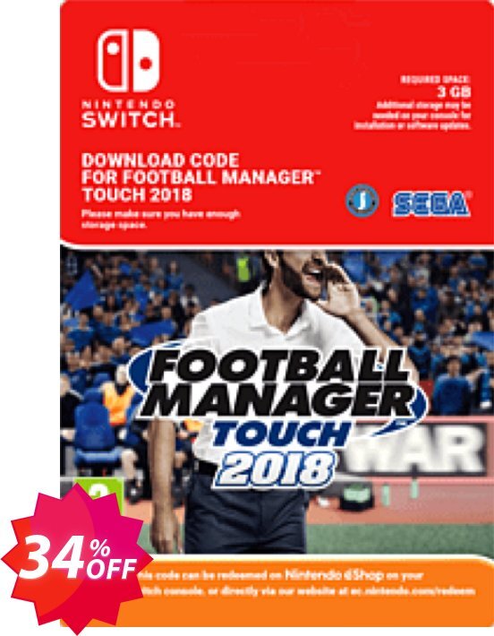 Football Manager, FM Touch 2018 Switch, EU  Coupon code 34% discount 