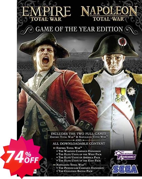 Empire and Napoleon Total War Collection - Game of the Year, PC  Coupon code 74% discount 