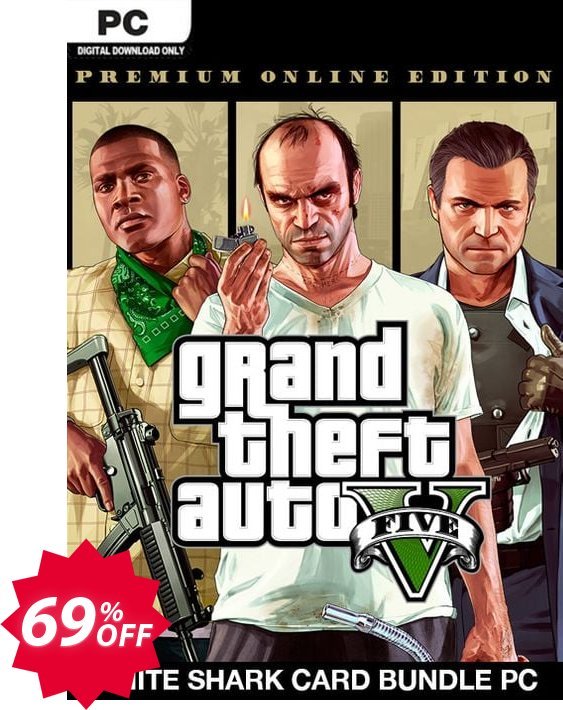 Grand Theft Auto V: Premium Online Edition & White Shark Card Bundle PC Coupon code 69% discount 