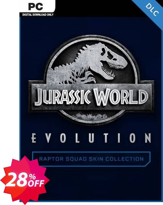 Jurassic World Evolution PC: Raptor Squad Skin Collection DLC Coupon code 28% discount 