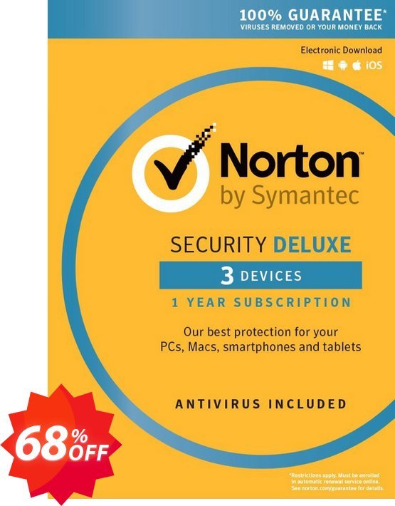 Norton Security Deluxe - 1 User 3 Devices Coupon code 68% discount 