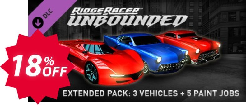 Ridge Racer Unbounded Extended Pack 3 Vehicles + 5 Paint Jobs PC Coupon code 18% discount 