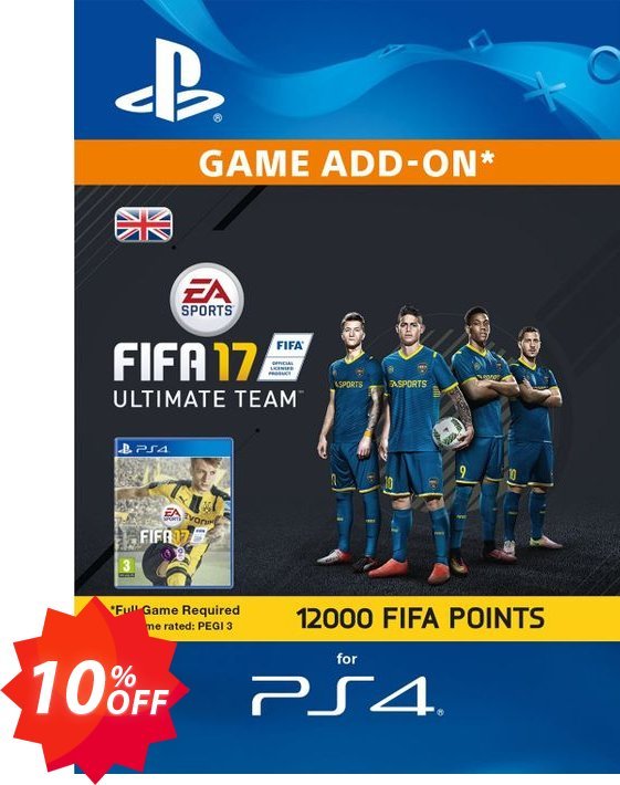 12000 FIFA 17 Points PS4 PSN Code - UK account Coupon code 10% discount 