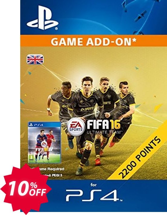 2,200 FIFA 16 Points PS4 PSN Code - UK account Coupon code 10% discount 