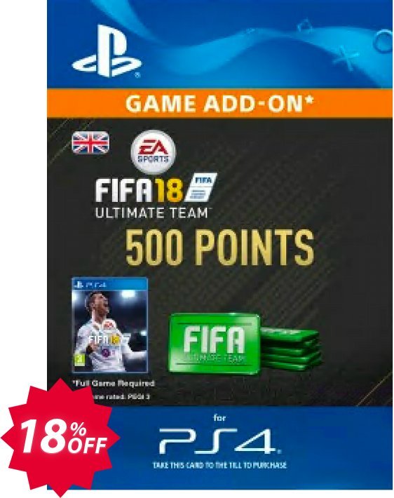 500 FIFA 18 Points PS4 PSN Code - UK account Coupon code 18% discount 
