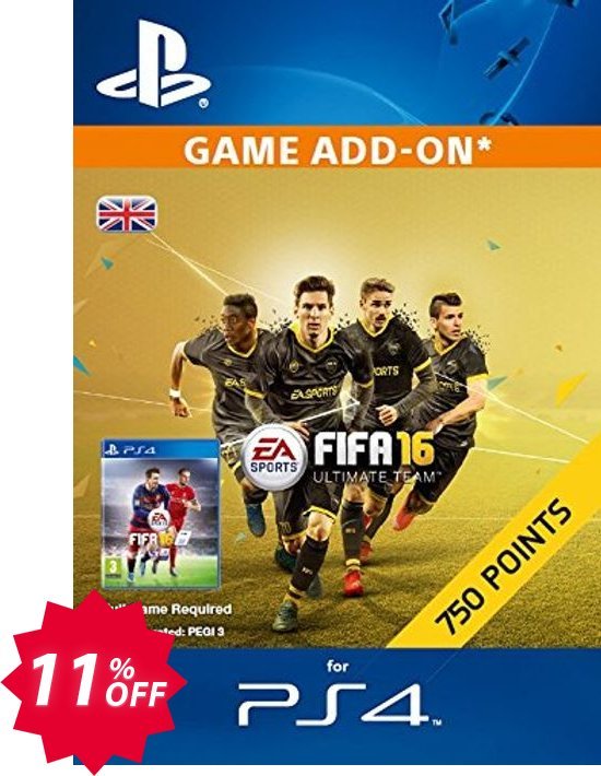 750 FIFA 16 Points PS4 PSN Code - UK account Coupon code 11% discount 