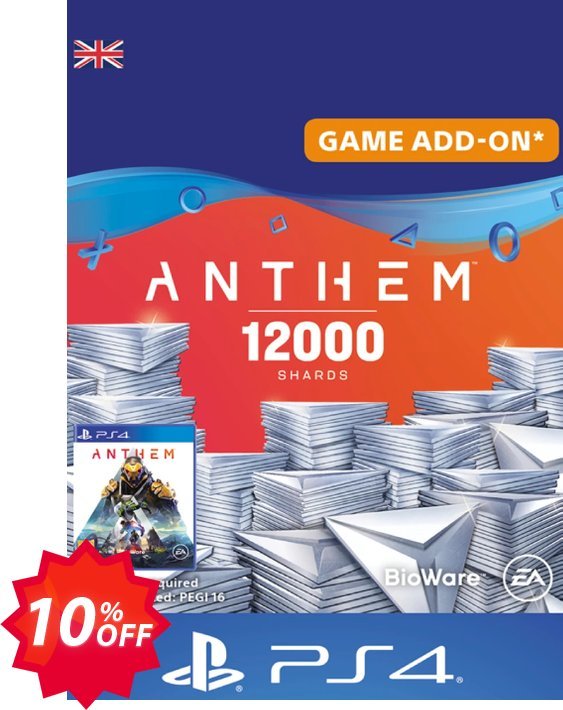 Anthem 12000 Shards PS4, UK  Coupon code 10% discount 