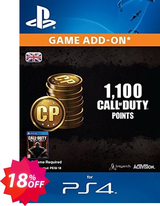Call of Duty, COD Black Ops III 3 Points 1000, +100 PS4 Coupon code 18% discount 