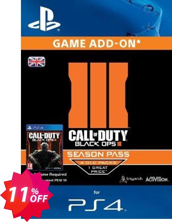 Call of Duty, COD : Black Ops III 3 Season Pass, PS4  Coupon code 11% discount 