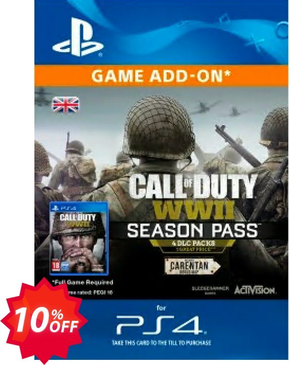Call of Duty, COD WWII - Season Pass PS4 Coupon code 10% discount 