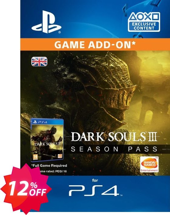 Dark Souls III 3 Season Pass, PS4  Coupon code 12% discount 