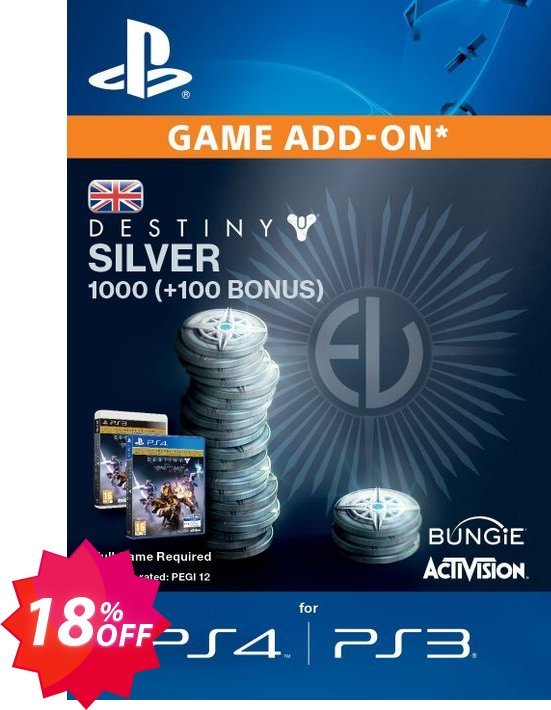 Destiny Silver 1000, +100 PS3/PS4 Coupon code 18% discount 
