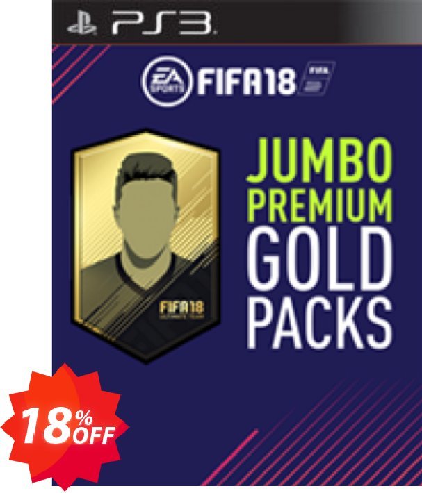 FIFA 18 PS3 - 5 Jumbo Premium Gold Packs DLC Coupon code 18% discount 