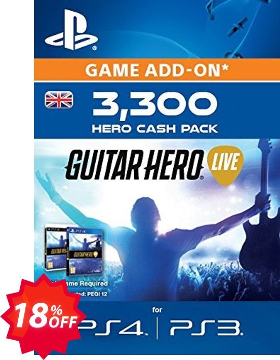 Guitar Hero Live 3300 Hero Cash Pack PS4 Coupon code 18% discount 
