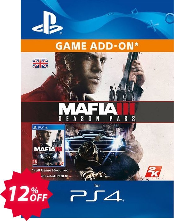 Mafia III 3 Season Pass PS4 Coupon code 12% discount 
