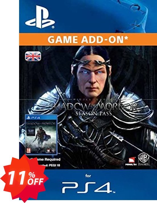 Middle-earth Shadow of Mordor Season Pass PS4 Coupon code 11% discount 