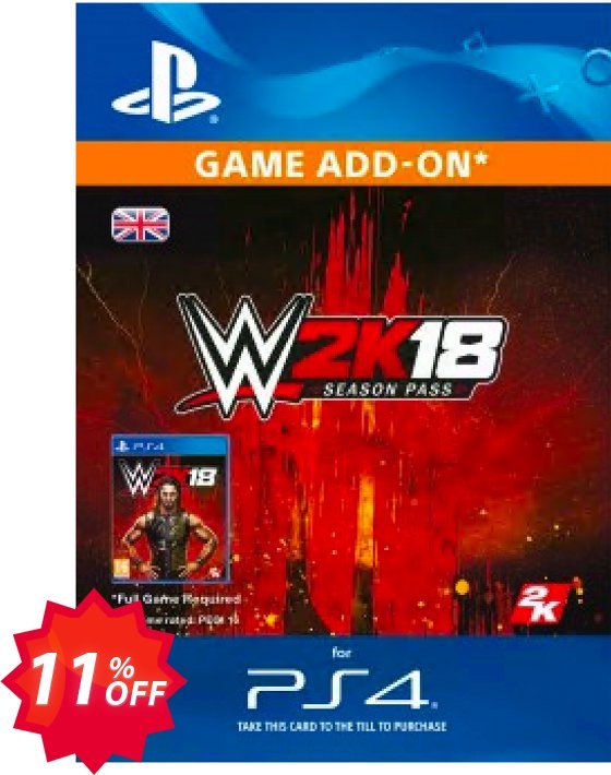 WWE 2K18 Season Pass PS4 Coupon code 11% discount 