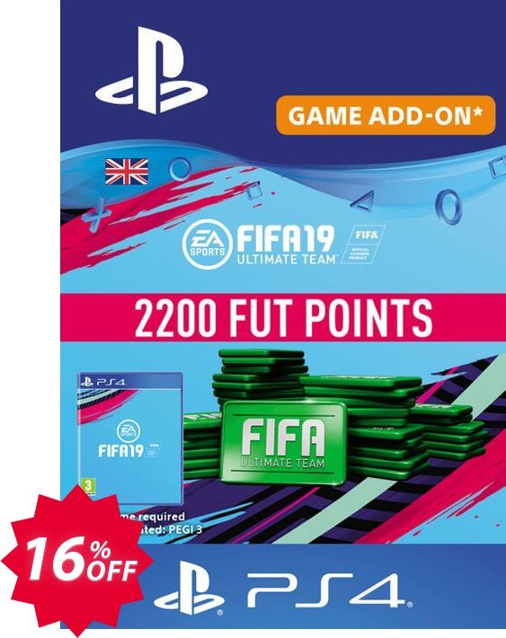2200 FIFA 19 Points PS4 PSN Code - UK account Coupon code 16% discount 