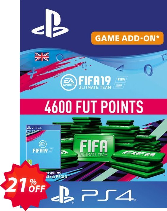 4600 FIFA 19 Points PS4 PSN Code - UK account Coupon code 21% discount 