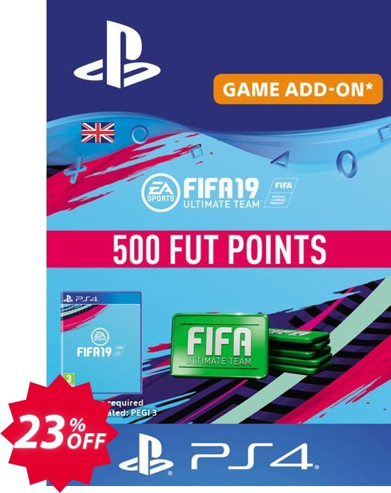 500 FIFA 19 Points PS4 PSN Code - UK account Coupon code 23% discount 