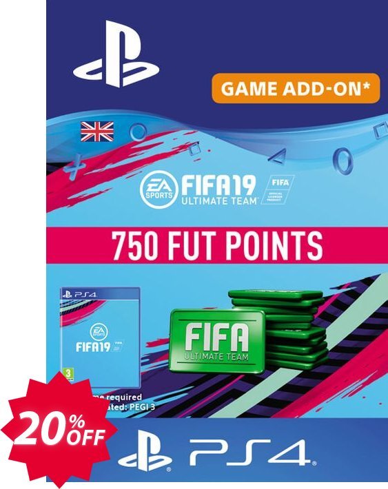 750 FIFA 19 Points PS4 PSN Code - UK account Coupon code 20% discount 