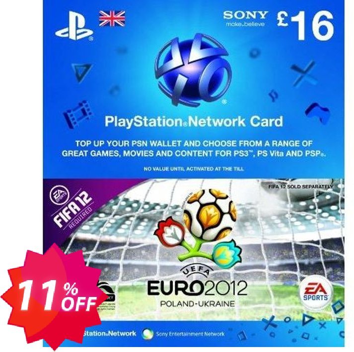 PS Network Card - £16 - Euro 2012 Branded Coupon code 11% discount 