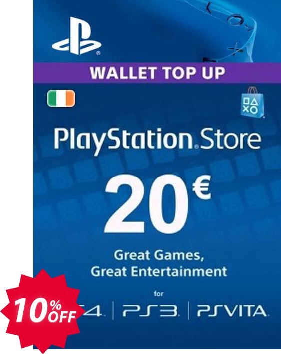PS Network, PSN Card - 20 EUR, Ireland  Coupon code 10% discount 