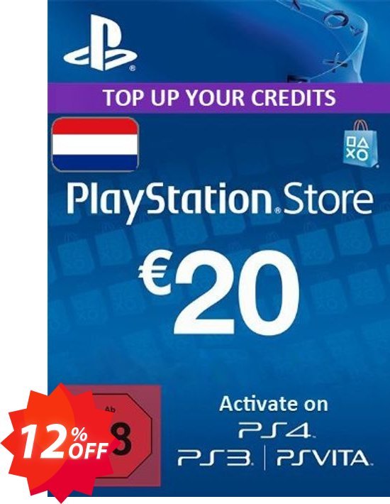 PS Network, PSN Card - 20 EUR, Netherlands  Coupon code 12% discount 
