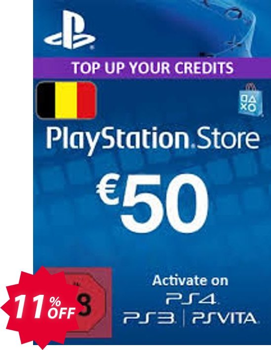PS Network, PSN Card - 50 EUR, Belgium  Coupon code 11% discount 