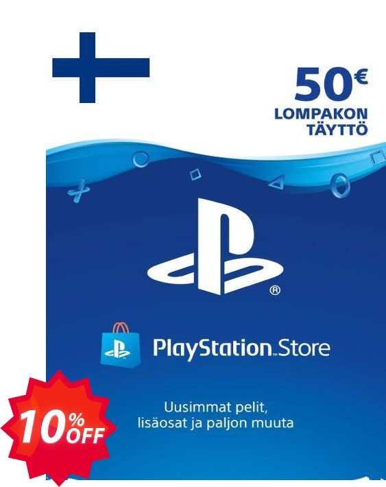 PS Network, PSN Card 50 EUR, Finland  Coupon code 10% discount 