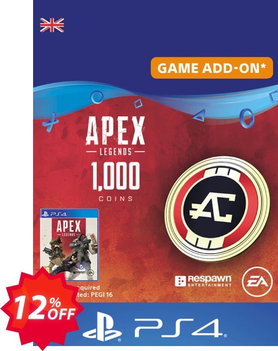 Apex Legends 1000 Coins PS4, UK  Coupon code 12% discount 