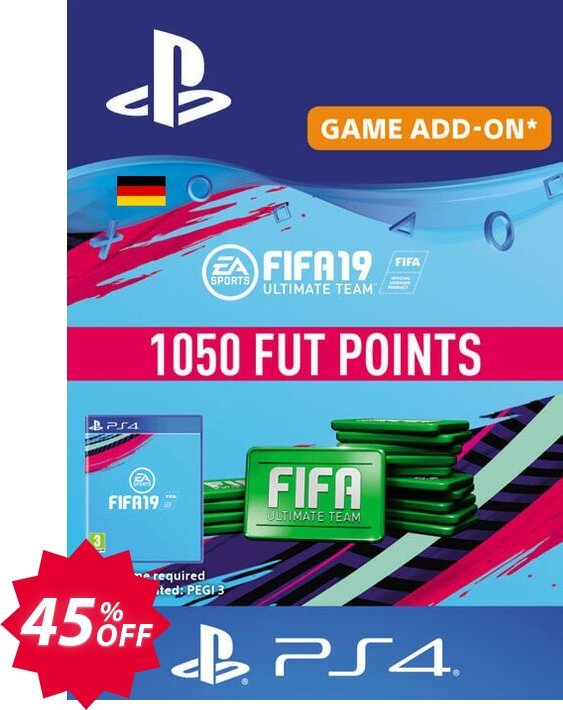 Fifa 19 - 1050 FUT Points PS4, Germany  Coupon code 45% discount 