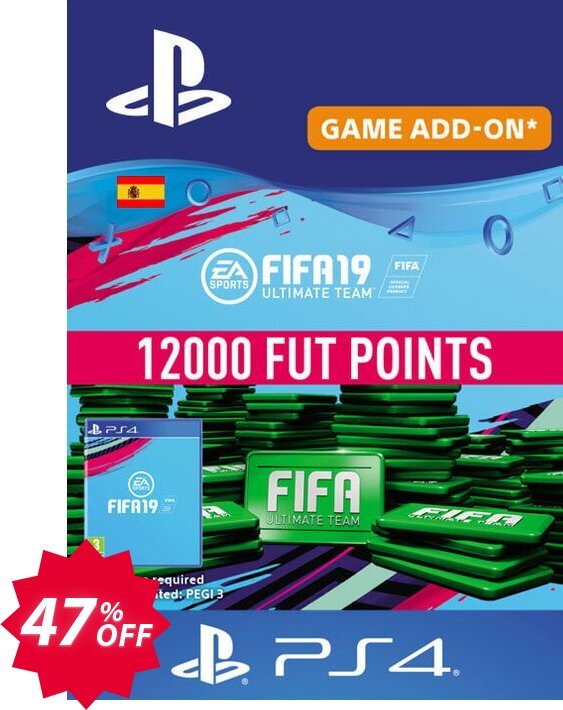 Fifa 19 - 12000 FUT Points PS4, Spain  Coupon code 47% discount 