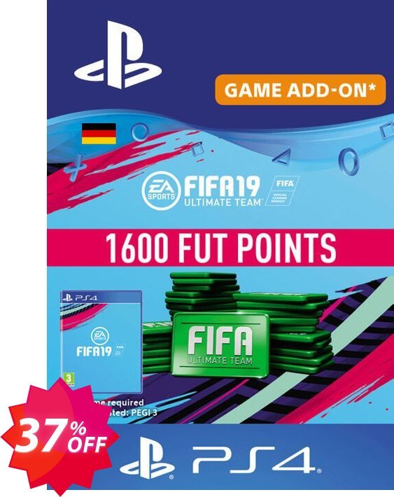 Fifa 19 - 1600 FUT Points PS4, Germany  Coupon code 37% discount 