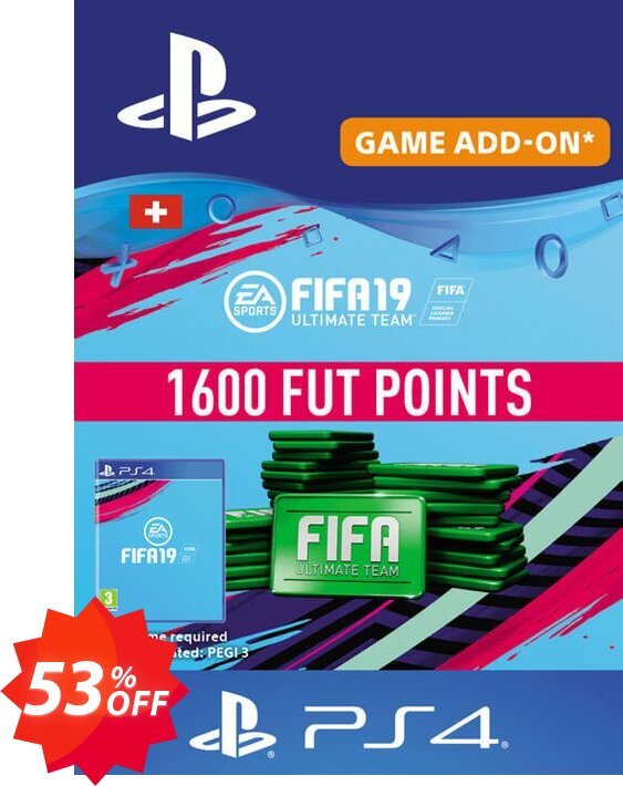 Fifa 19 - 1600 FUT Points PS4, Switzerland  Coupon code 53% discount 