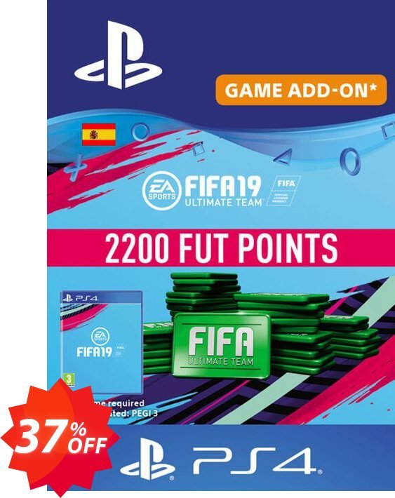 Fifa 19 - 2200 FUT Points PS4, Spain  Coupon code 37% discount 