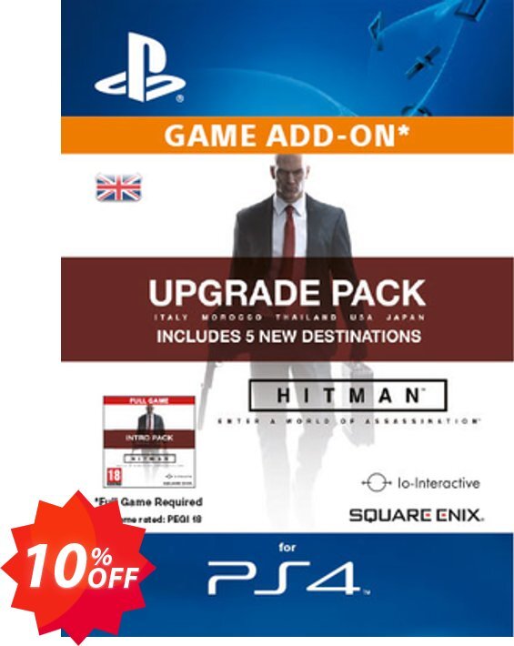 Hitman - Upgrade Pack PS4 - Digital Code Coupon code 10% discount 