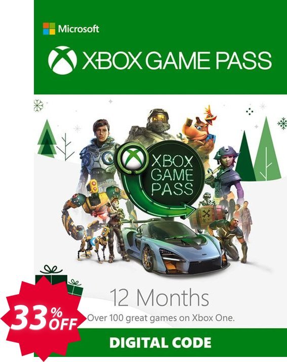 12 Month Xbox Game Pass Xbox One Coupon code 33% discount 