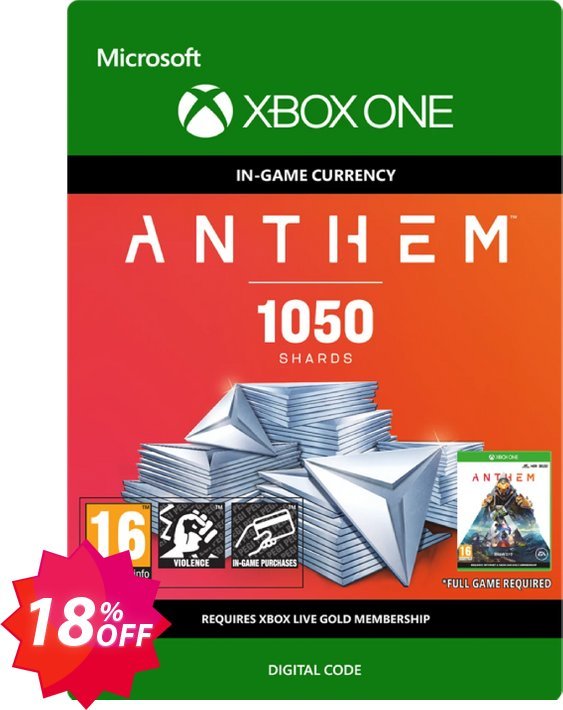 Anthem 1050 Shards Pack Xbox One Coupon code 18% discount 