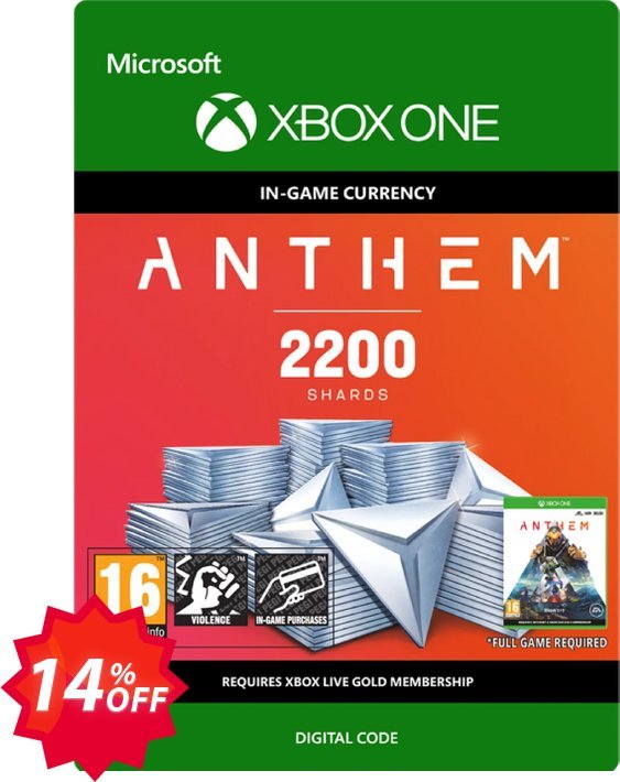 Anthem 2200 Shards Pack Xbox One Coupon code 14% discount 