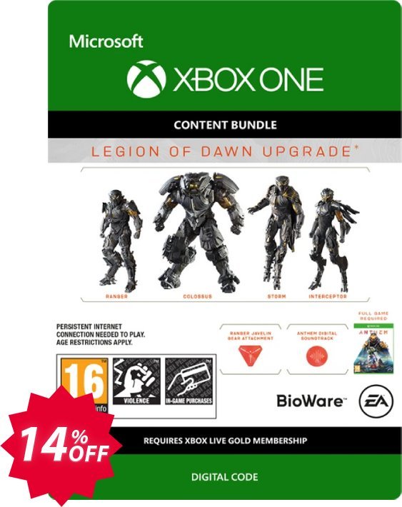 Anthem Legion of Dawn Upgrade Xbox One Coupon code 14% discount 