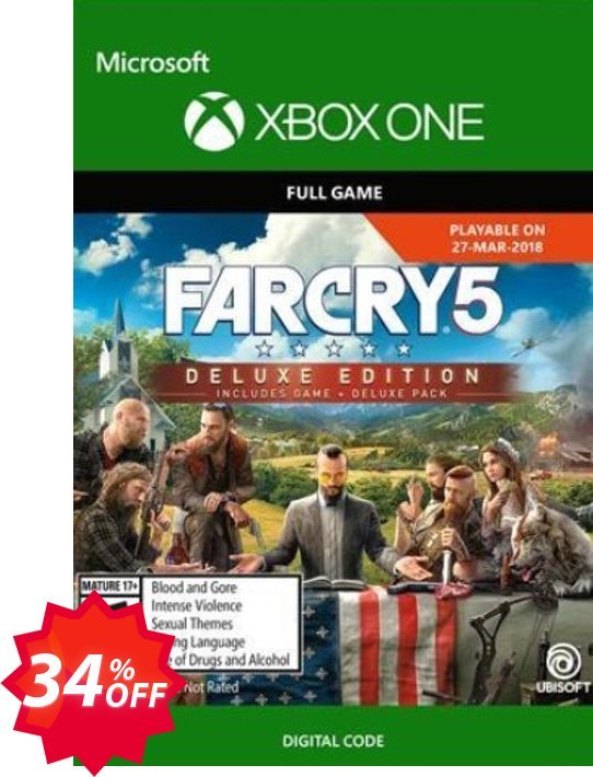 Far Cry 5 Deluxe Edition Xbox One Coupon code 34% discount 